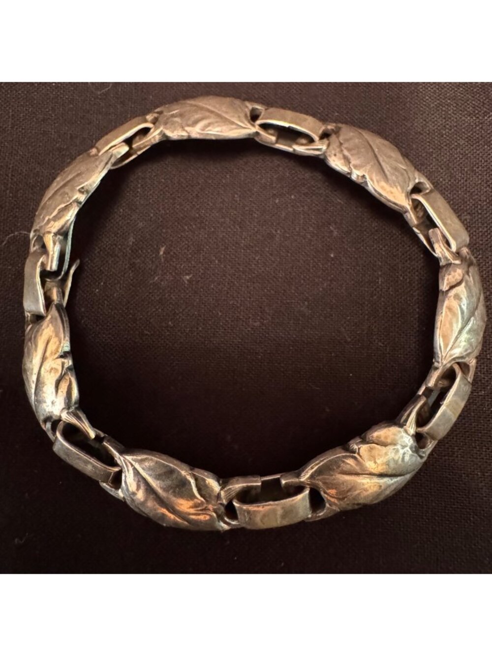 Solid Sterling Silver 925 Leaf Design Heavy Chain Bracelet Size 7" Length
